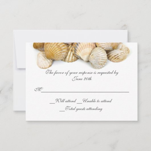 Sea Shells Wedding RSVP Card (Voorkant)