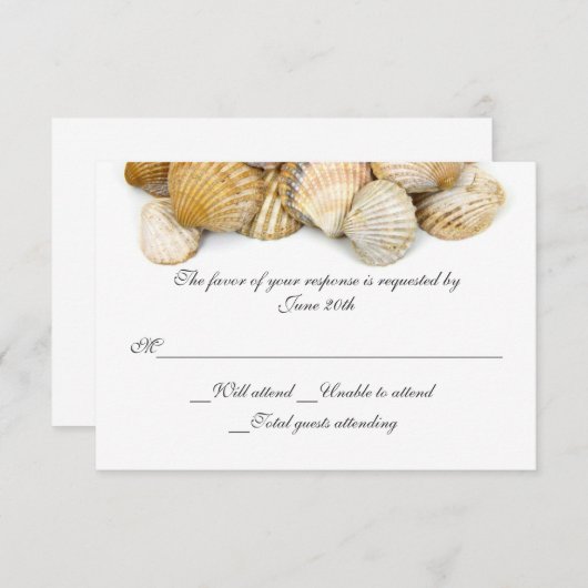 Sea Shells Wedding RSVP Card (Voorkant / Achterkant)