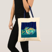 Sea, sky, dragon pixel art tote bag (Voorkant (product))