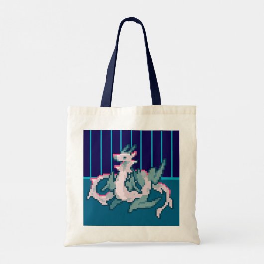 Sea, sky, dragon pixel art tote bag (Achterkant)