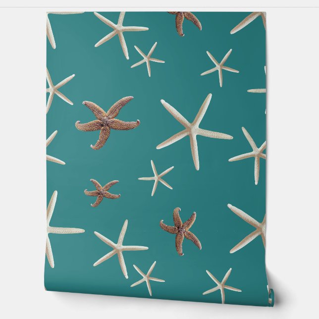 Sea Stars Starfish Seamless Pattern Behang (Afrollen)