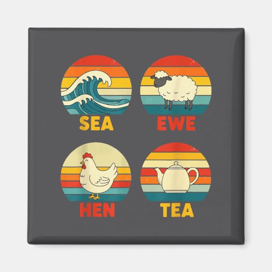 Sea Sunset Hen Quote Tea Ewe Magneet (Voorkant)