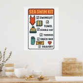 Sea Swim Kit – Funny Checklist Design for Wild Swi Poster (Keuken)