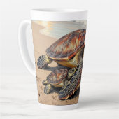 Sea Turtle and Baby Illustration Latte Mok (Linkerhoek)