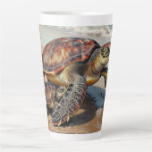 Sea Turtle and Baby Illustration Latte Mok (Voorkant)