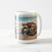 Sea Turtle and Baby Illustration | Personalized Koffiemok (Voorkant rechts)