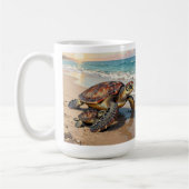 Sea Turtle and Baby Illustration | Personalized Koffiemok (Links)