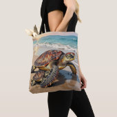 Sea Turtle and Baby Illustration  Tote Bag (Dichtbij)