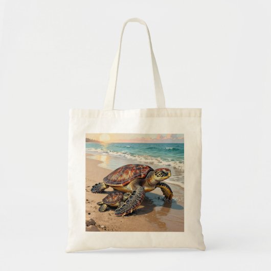 Sea Turtle and Baby Illustration  Tote Bag (Voorkant)