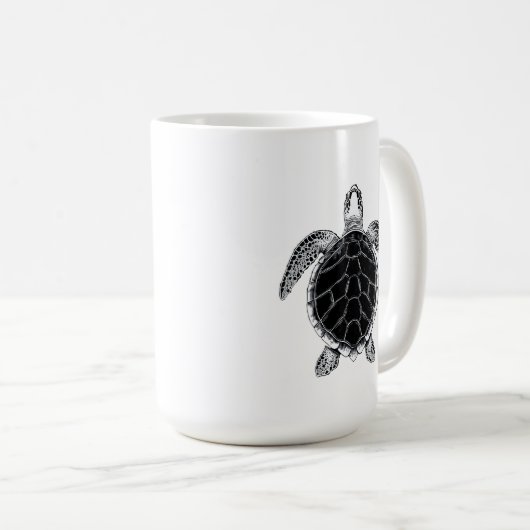 Sea turtle b/w koffiemok (Voorkant rechts)