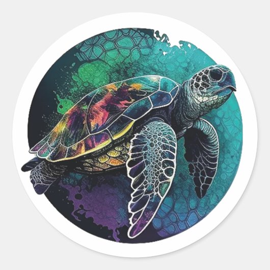Sea Turtle Beach Lover Ocean Animal Graphic Ronde Sticker (Voorkant)