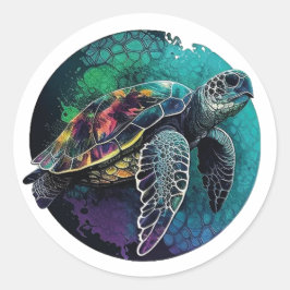 Sea Turtle Beach Lover Ocean Animal Graphic Ronde Sticker