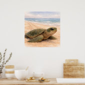 Sea Turtle Beach  Poster (Keuken)