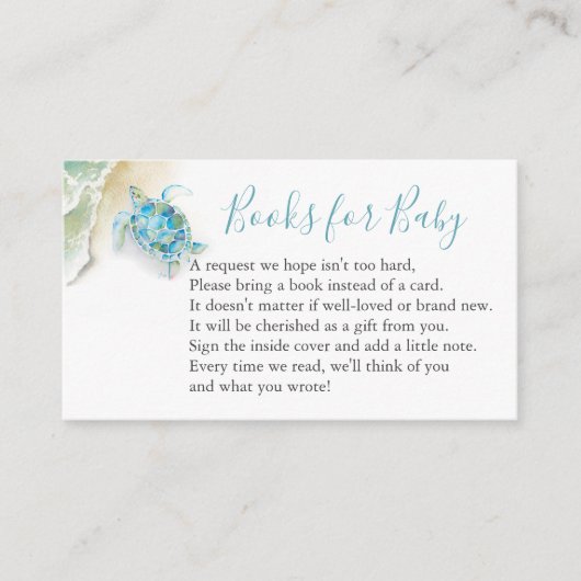 Sea Turtle Book For Baby Invitation Enclosure Card Informatiekaartje (Voorkant)