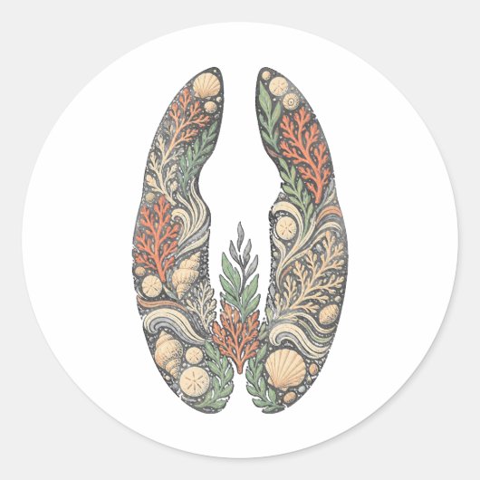 Sea Turtle Botanical Track Nature Sticker (Voorkant)