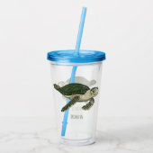 Sea turtle cartoon illustration acryl drinkbeker (Achterkant)