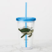 Sea turtle cartoon illustration acryl drinkbeker (Voorkant)