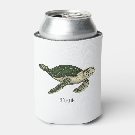 Sea turtle cartoon illustration blikjeskoeler (Blikje Voorkant)