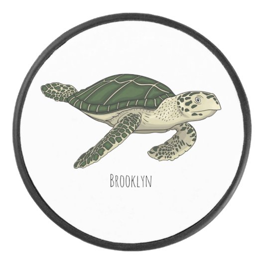 Sea turtle cartoon illustration  hockey puck (Voorkant)