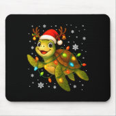 Sea Turtle Christmas Lights Funny Santa Hat Merry  Muismat (Voorkant)