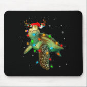 Sea Turtle Christmas Lights Funny Santa Hat Merry  Muismat (Voorkant)