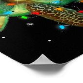 Sea Turtle Christmas Lights Funny Santa Hat Merry  Poster (Hoek)
