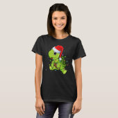 Sea Turtle Christmas Lights Santa Hat Merry Chris T-shirt (Voorkant volledig)
