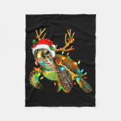 Sea Turtle Christmas Lights Santa Hat Merry Christ Fleece Deken (Voorkant)