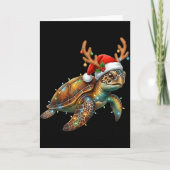 Sea Turtle Christmas Lights Santa Hat Merry Christ Kaart (Voorkant)