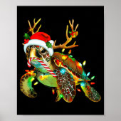Sea Turtle Christmas Lights Santa Hat Merry Christ Poster (Voorkant)
