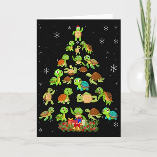 Sea Turtle Christmas Tree Matching Family Xmas Tre Kaart (Voorkant)