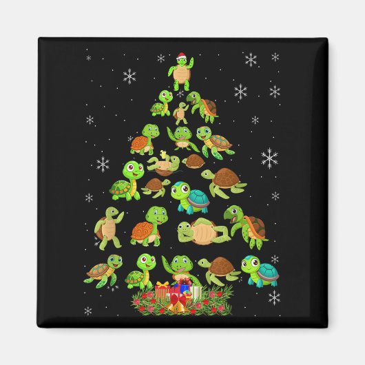 Sea Turtle Christmas Tree Matching Family Xmas Tre Magneet (Voorkant)
