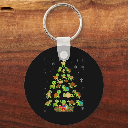 Sea Turtle Christmas Tree Matching Family Xmas Tre Sleutelhanger (Voorkant)