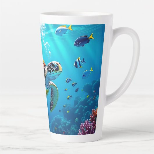Sea Turtle Colorful Underwater Scene   Latte Mok (Rechts)