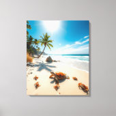 Sea Turtle & Crabs on Tropical Beach – Serene Ocea Canvas Afdruk (Voorkant)