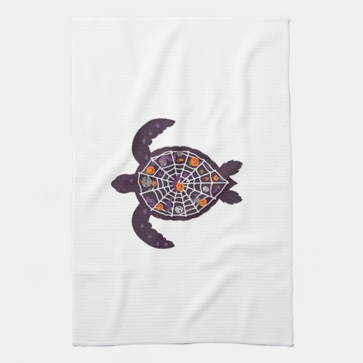 Sea Turtle Halloween Spider-web Pumpkin Ghost Hall Theedoek (Verticaal)