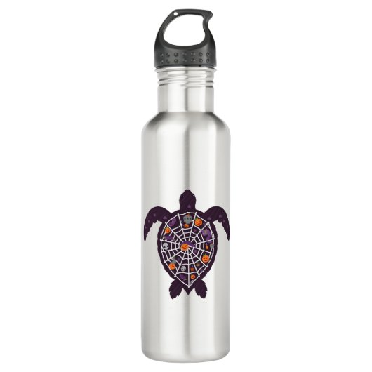 Sea Turtle Halloween Spider-web Pumpkin Ghost Hall Waterfles (Voorkant)