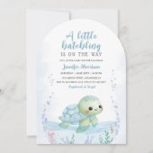 Sea Turtle Hatchling Baby Shower Boy Blue Arch Kaart (Voorkant)