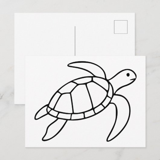 Sea Turtle Line Art – Minimalist Marine Animal Briefkaart (Voorkant / Achterkant)