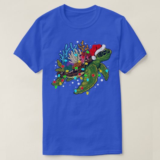 Sea Turtle Lover Xmas Lights Santa Sea Turtle Chri T-shirt (Design voorkant)
