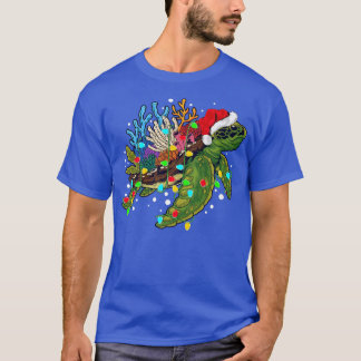 Sea Turtle Lover Xmas Lights Santa Sea Turtle Chri T-shirt