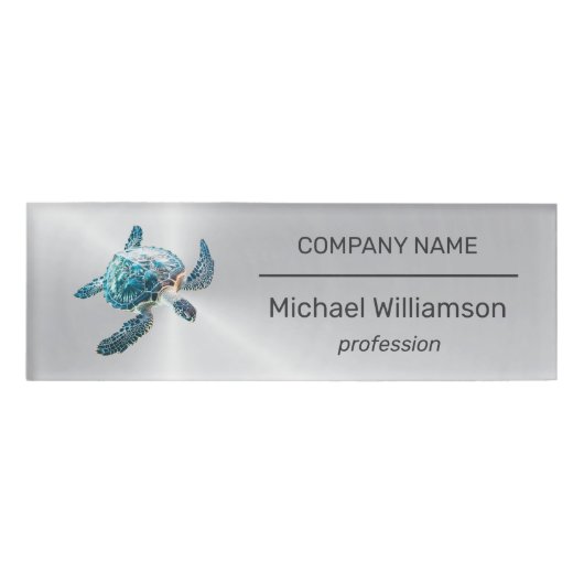  Sea Turtle Modern Beach Realtor Naambadge (Voorkant)