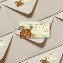 Sea Turtle Modern Coastal Ocean Beach Swirls Style Etiket