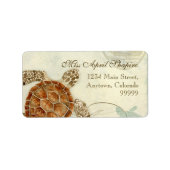 Sea Turtle Modern Coastal Ocean Beach Swirls Style Etiket (Voorkant)