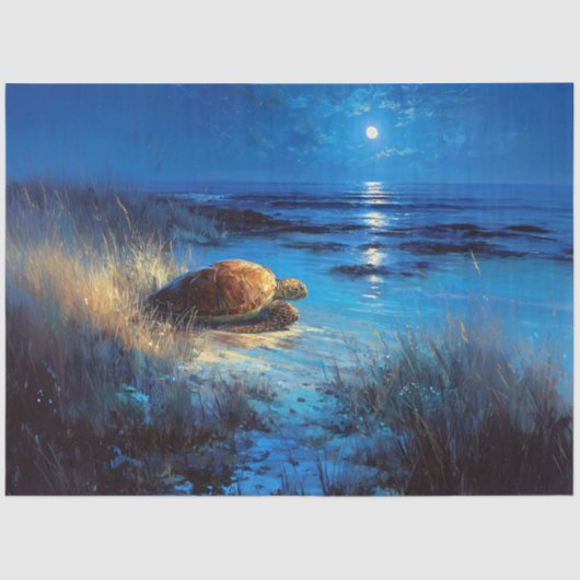 Sea Turtle Moonlit Journey to the Sea Tissuepapier (Voorkant)