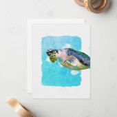 Sea Turtle Note Card for Any Occasion Notitiekaartje (Voorkant / Achterkant in situ)