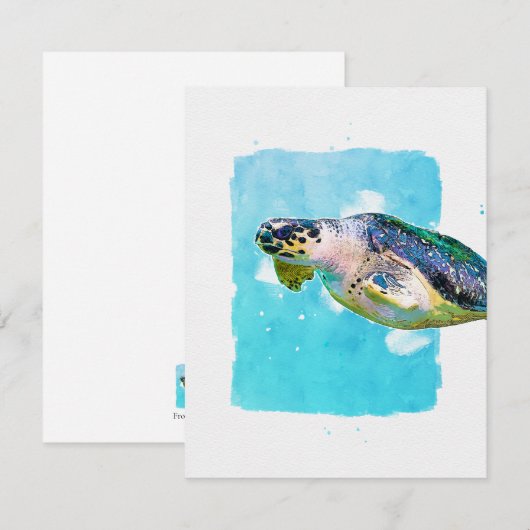 Sea Turtle Note Card for Any Occasion Notitiekaartje (Voorkant / Achterkant)