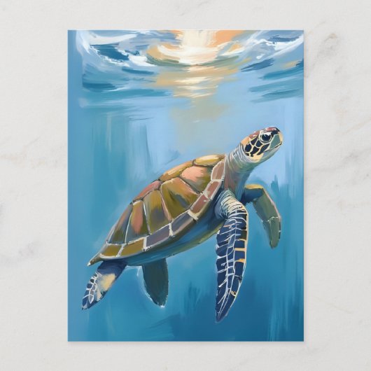 Sea Turtle Ocean Animal Watercolor Briefkaart (Voorkant)
