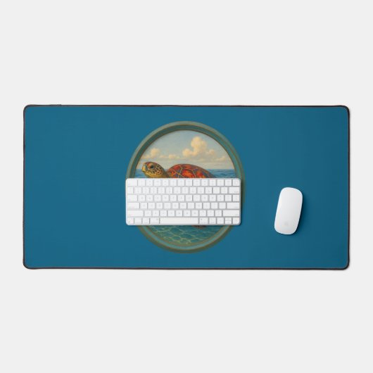 Sea Turtle Ocean Blue Desk Mat (Keyboard & Muis)