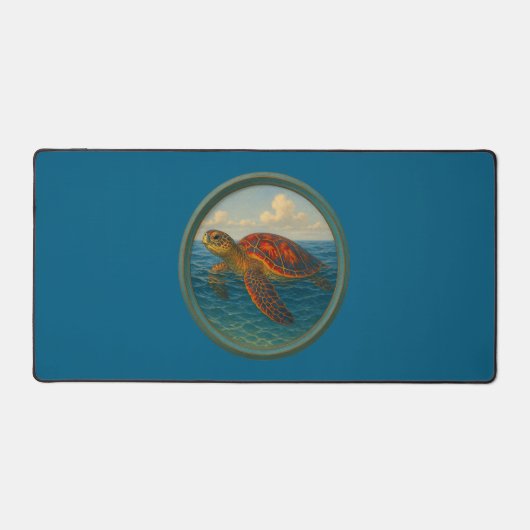 Sea Turtle Ocean Blue Desk Mat (Voorkant)